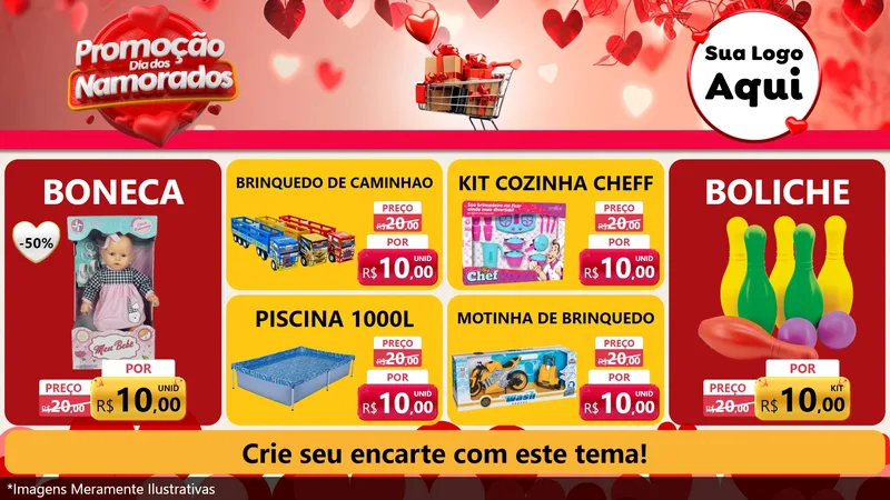 Modelo de TV para TV Horizontal com o tema Promoção Dia dos Namorados para Brinquedos