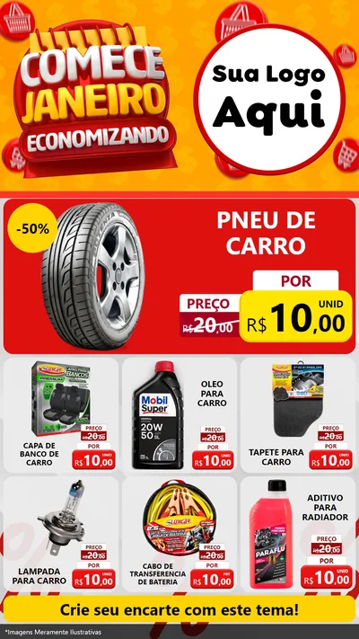 Modelo de Rede Social para Stories com o tema Comece Janeiro Economizando para Auto peças
