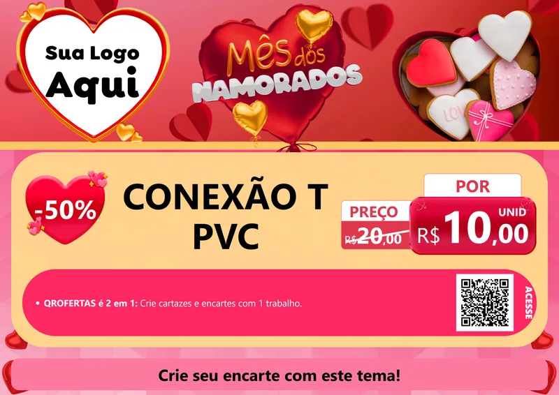 Modelo de Cartaz para Cartaz A4 Horizontal com o tema Mês dos Namorados para Tubos e conexões