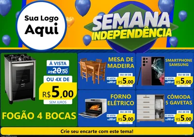 Modelo de Encarte para Encarte A4 Horizontal com o tema Semana da Independência para Móveis e Eletro