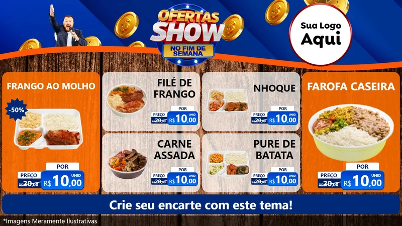 Modelo de TV para TV Horizontal com o tema Ofertas Show No Fim De Semana para Restaurante
