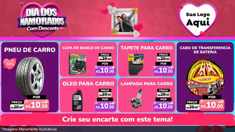 Modelo de TV para TV Horizontal com o tema Dia Dos Namorados Com Desconto para Auto peças