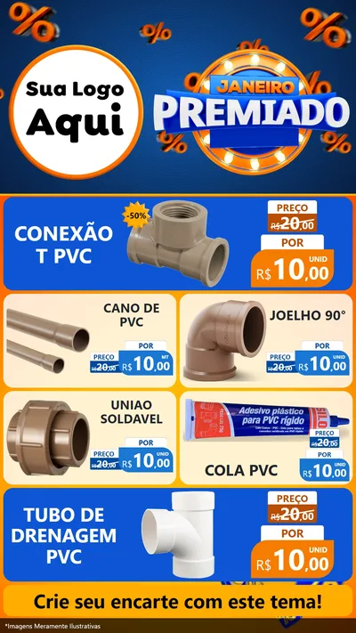 Modelo de TV para TV Vertical com o tema Janeiro Premiado para Tubos e conexões