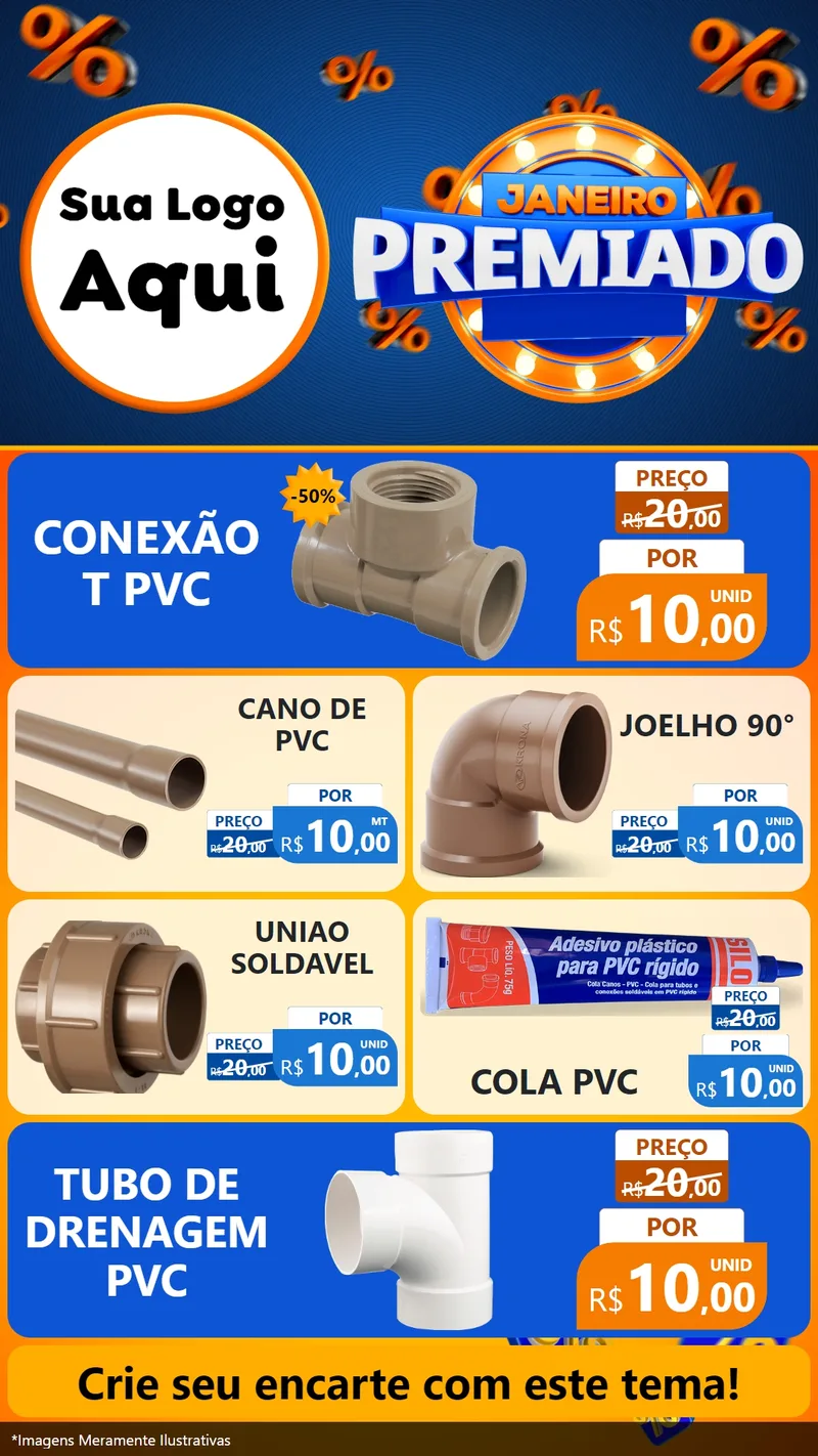 Modelo de TV para TV Vertical com o tema Janeiro Premiado para Tubos e conexões