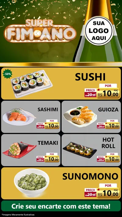 Modelo de TV para TV Vertical com o tema Super Fim de Ano para Comida japonesa