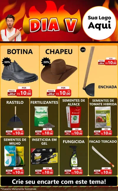 Modelo de Encarte para Encarte Grande com o tema Dia V para Agropecuária