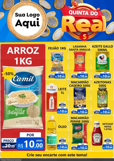 Modelo de Encarte para Encarte A4 Vertical com o tema Quinta do Real para Supermercado