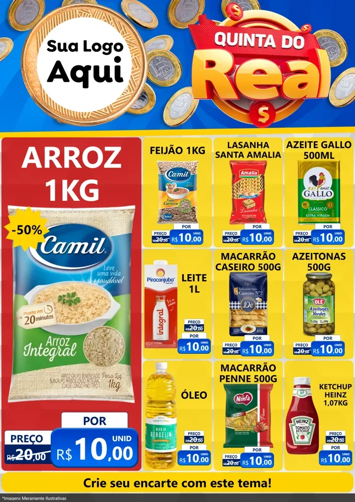 Modelo de Encarte para Encarte A4 Vertical com o tema Quinta do Real para Supermercado