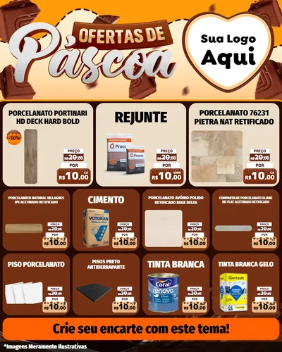 Modelo de Rede Social para Feed Instagram com o tema Ofertas de Páscoa para Pisos e revestimentos