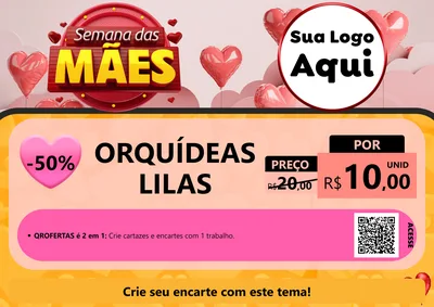 Modelo de Cartaz para Cartaz A4 Horizontal com o tema Semana das Mães para Floricultura e jardim