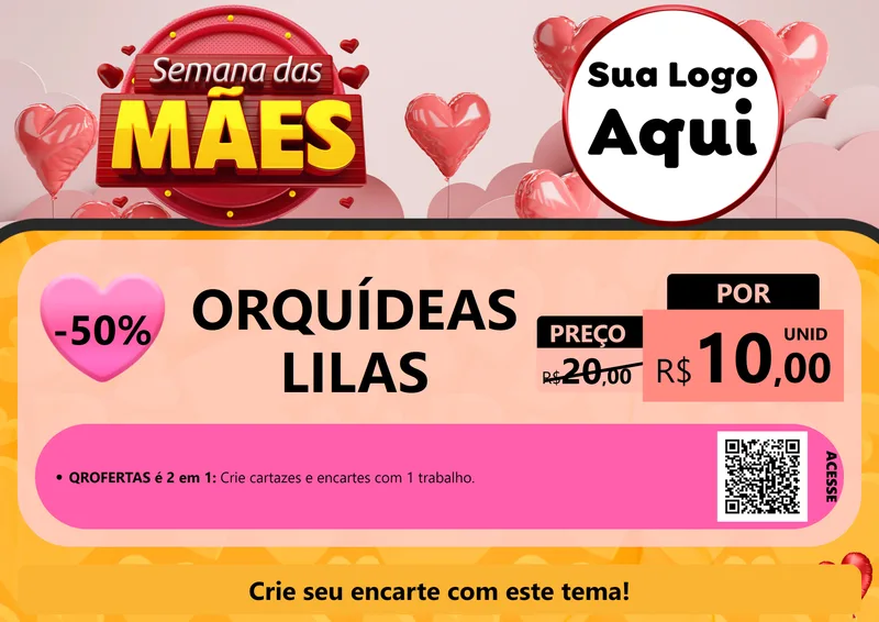Modelo de Cartaz para Cartaz A4 Horizontal com o tema Semana das Mães para Floricultura e jardim
