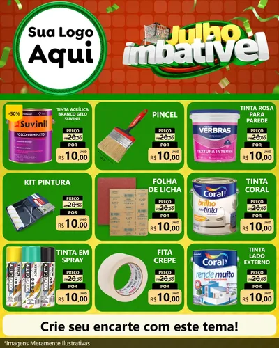 Modelo de Rede Social para Feed Instagram com o tema Julho Imbatível para Tintas e Ferramentas