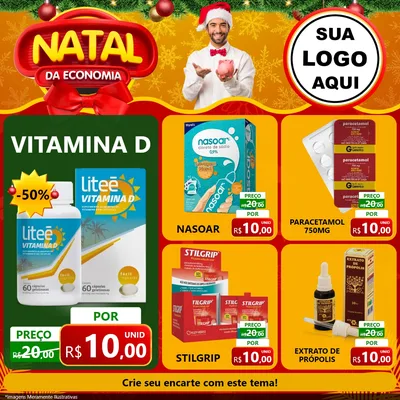 Modelo de Rede Social para Feed Facebook com o tema Natal da Economia para Farmácia