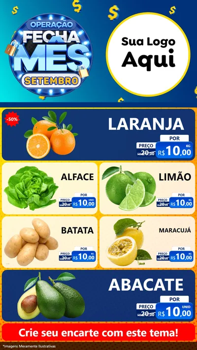 Modelo de TV para TV Vertical com o tema Operação Fecha Mês Setembro para Hortifrúti