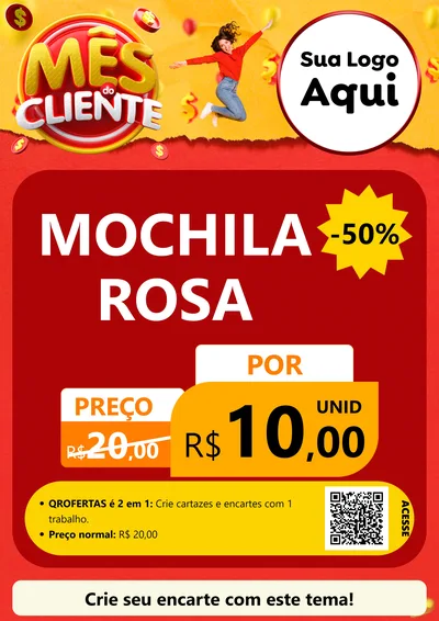Modelo de Cartaz para Cartaz A4 Vertical com o tema Mês do Cliente para Papelaria