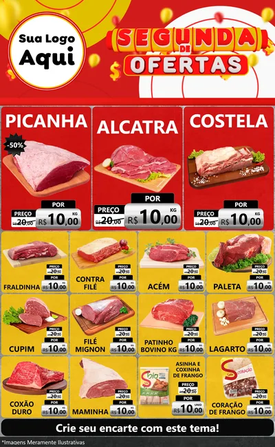 Modelo de Encarte para Encarte Grande com o tema Segunda de Ofertas para Açougue