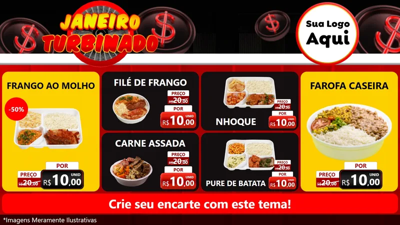 Modelo de TV para TV Horizontal com o tema Janeiro Turbinado para Restaurante