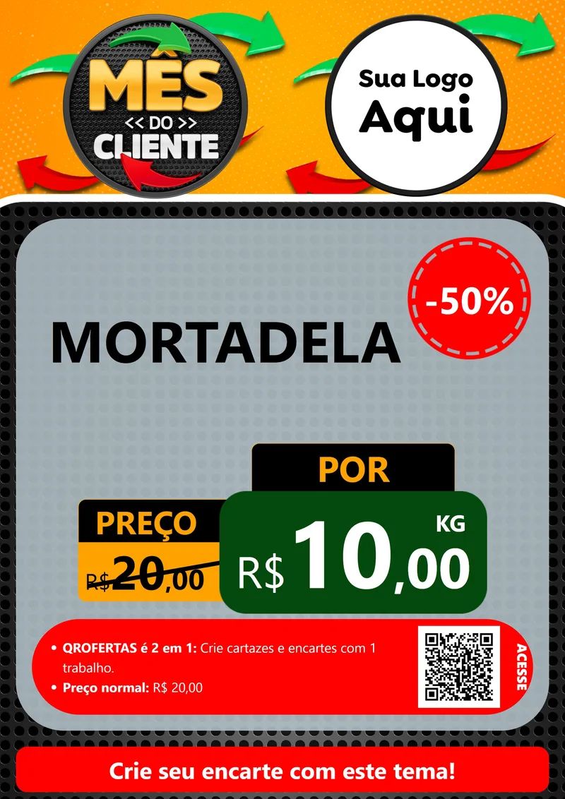 Modelo de Cartaz para Cartaz A4 Vertical com o tema Mês do Cliente para Frios e Laticínios