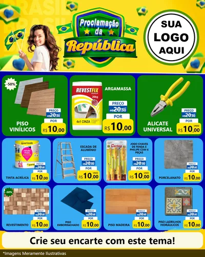 Modelo de Rede Social para Feed Instagram com o tema Proclamação da República para Material para Construção
