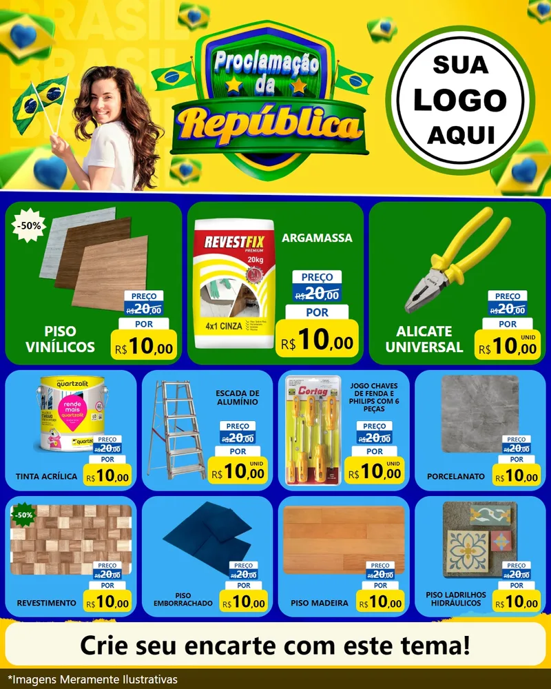 Modelo de Rede Social para Feed Instagram com o tema Proclamação da República para Material para Construção