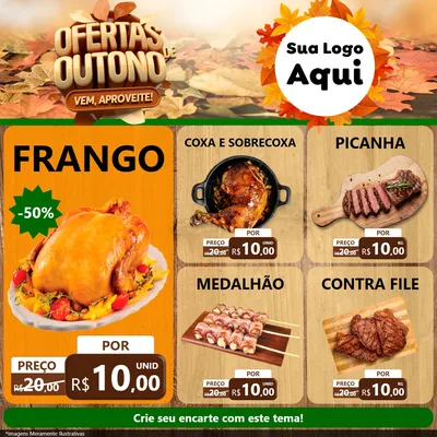 Modelo de Rede Social para Feed Facebook com o tema Ofertas de Outono - Vem, Aproveite! para Assados