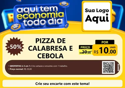 Modelo de Cartaz para Cartaz A4 Horizontal com o tema Aqui Tem Economia Todo Dia para Pizzaria