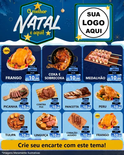Modelo de Rede Social para Feed Instagram com o tema O Melhor Natal É Aqui! para Assados
