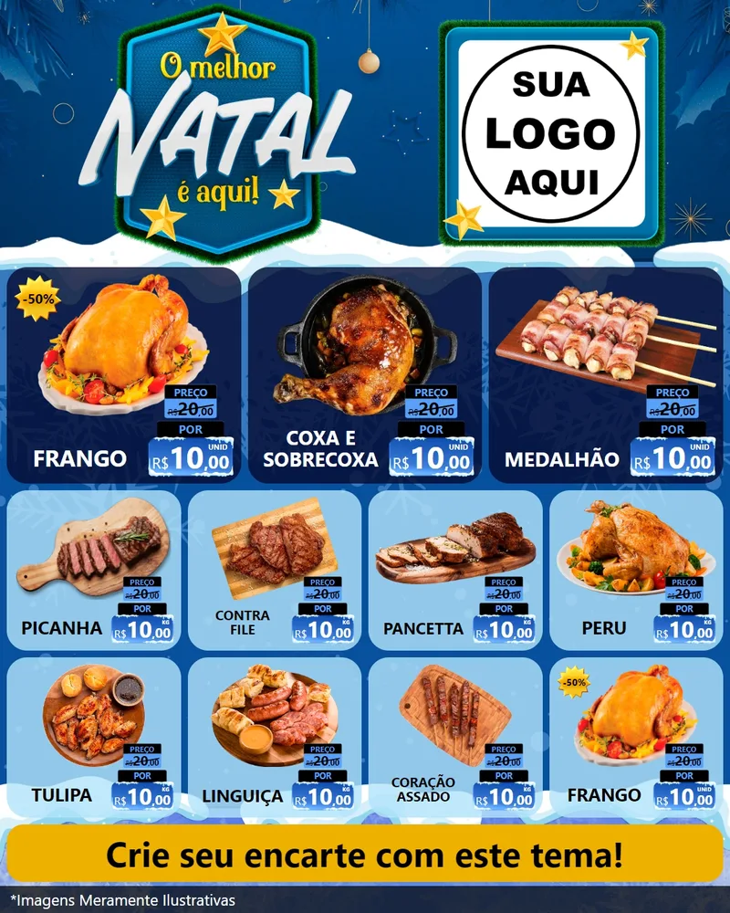 Modelo de Rede Social para Feed Instagram com o tema O Melhor Natal É Aqui! para Assados