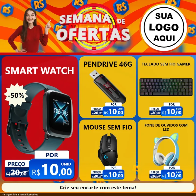 Modelo de Rede Social para Feed Facebook com o tema Semana de Ofertas para Informática
