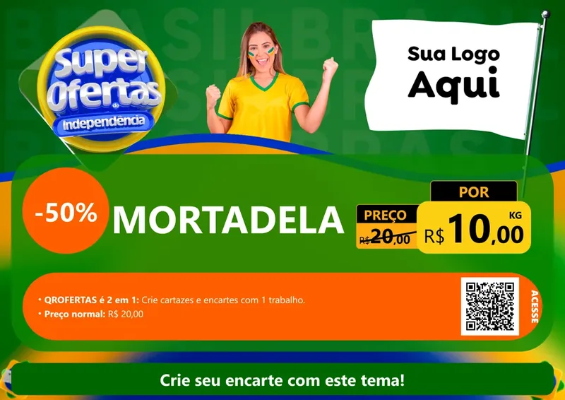 Modelo de Cartaz para Cartaz A4 Horizontal com o tema Super Ofertas de Independência para Frios e Laticínios