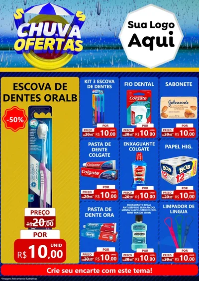 Modelo de Encarte para Encarte A4 Vertical com o tema Chuva de Ofertas para Higiene Pessoal