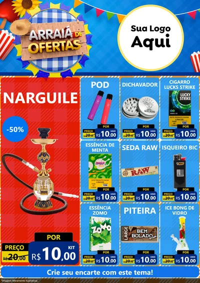 Modelo de Encarte para Encarte A4 Vertical com o tema Arraiá de Ofertas para Tabacaria