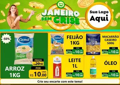 Modelo de Encarte para Encarte A4 Horizontal com o tema Janeiro Sem Crise para Supermercado