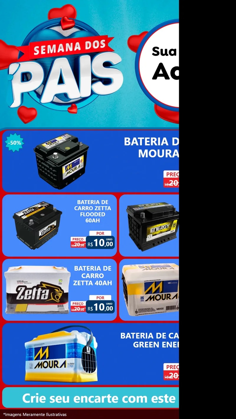 Modelo de TV para TV Vertical com o tema Semana Dos Pais para Baterias Elétricas