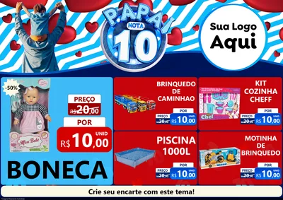 Modelo de Encarte para Encarte A4 Horizontal com o tema Papai Nota 10 para Brinquedos