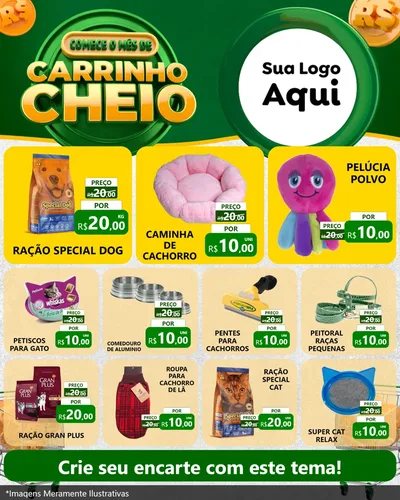 Modelo de Rede Social para Feed Instagram com o tema Carrinho Cheio para Pet Shop