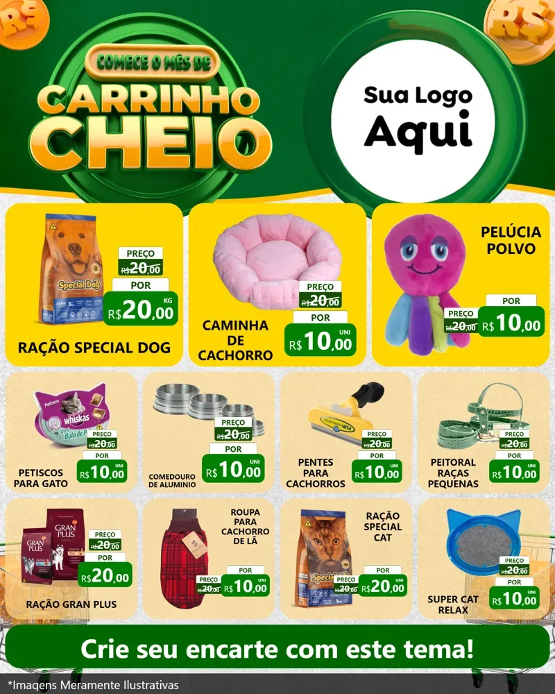 Modelo de Rede Social para Feed Instagram com o tema Carrinho Cheio para Pet Shop