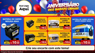 Modelo de TV para TV Horizontal com o tema Aniversário para Baterias Elétricas