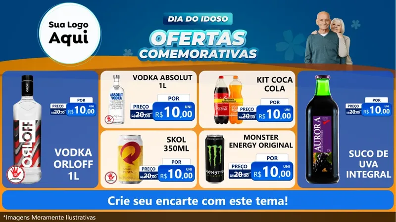 Modelo de TV para TV Horizontal com o tema Dia do Idoso para Distribuidora de bebidas
