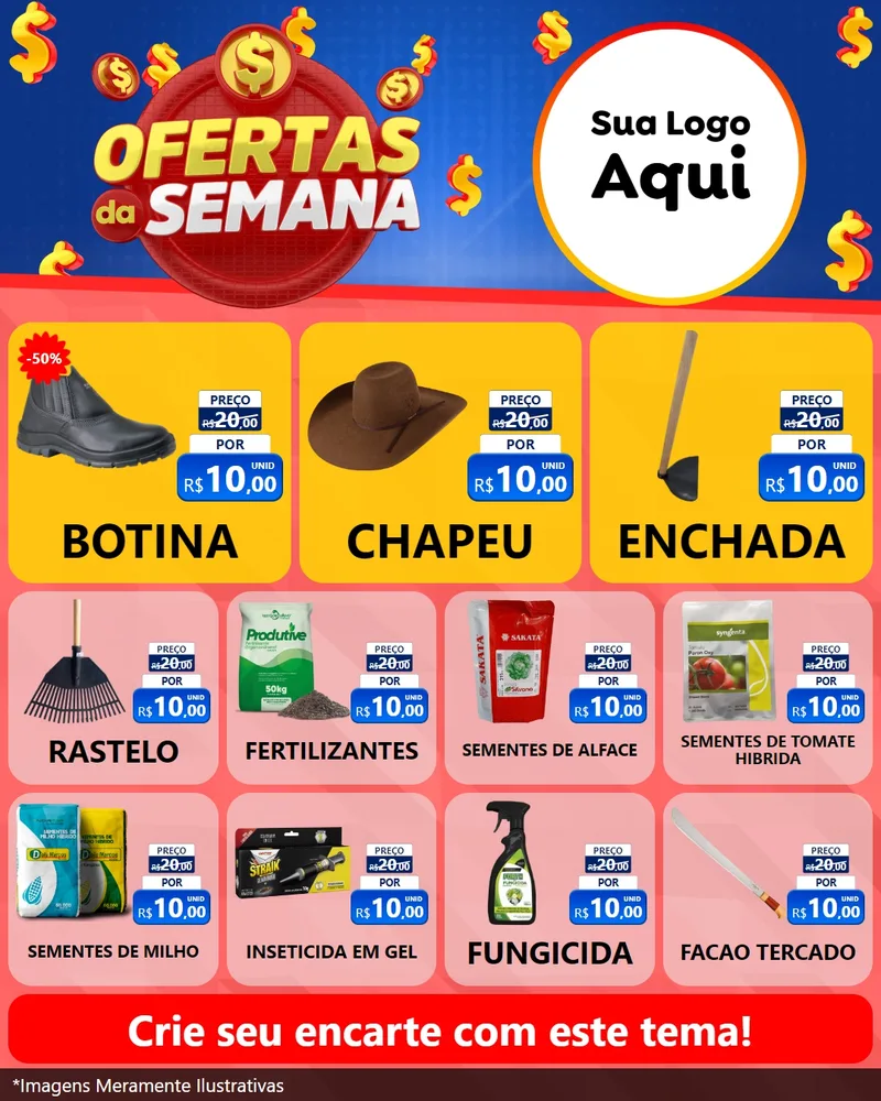 Modelo de Rede Social para Feed Instagram com o tema Ofertas Da Semana para Agropecuária