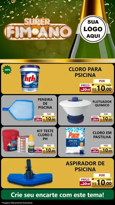 Modelo de TV para TV Vertical com o tema Super Fim de Ano para Produtos para Piscina
