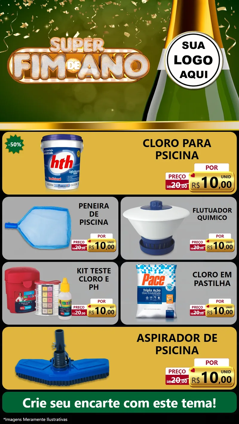 Modelo de TV para TV Vertical com o tema Super Fim de Ano para Produtos para Piscina