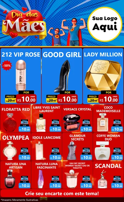 Modelo de Encarte para Encarte Grande com o tema Dia das Mães para Perfumes
