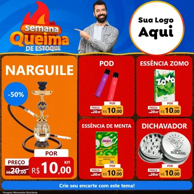Modelo de Rede Social para Feed Facebook com o tema Semana Queima de Estoque para Tabacaria