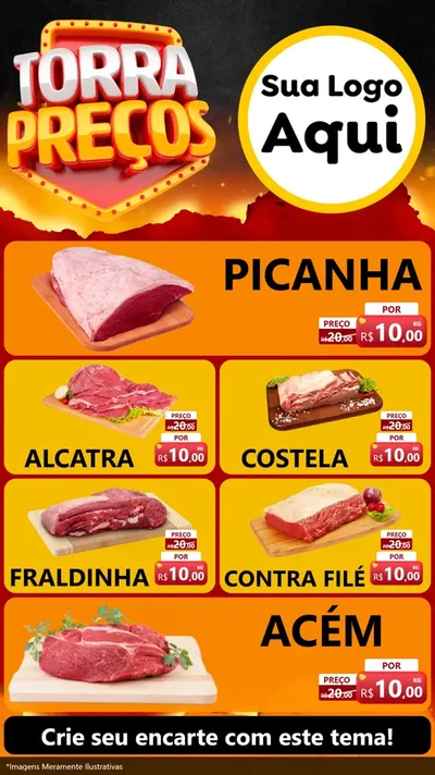Modelo de TV para TV Vertical com o tema Torra Preços para Açougue