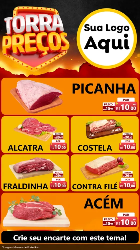 Modelo de TV para TV Vertical com o tema Torra Preços para Açougue