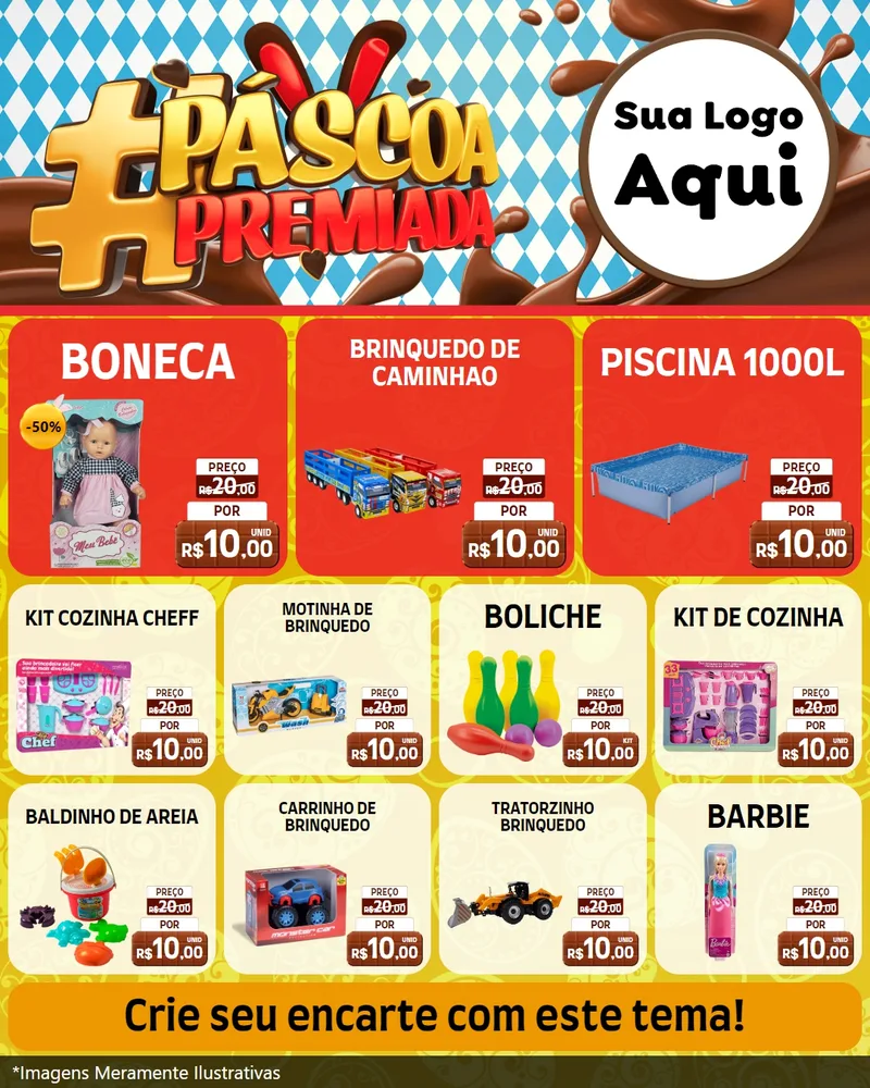 Modelo de Rede Social para Feed Instagram com o tema Páscoa Premiada para Brinquedos