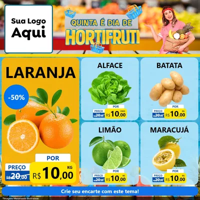 Modelo de Rede Social para Feed Facebook com o tema Quinta É Dia de Hortifruti para Hortifrúti