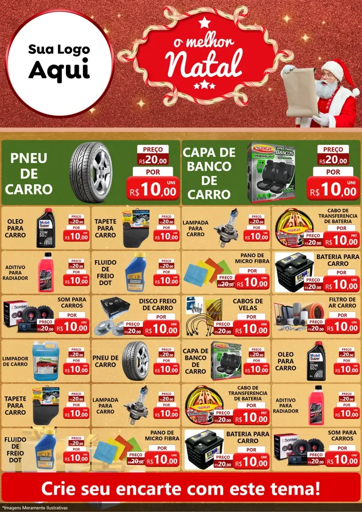 Modelo de Encarte para Encarte A4 Vertical com o tema O Melhor Natal para Auto peças