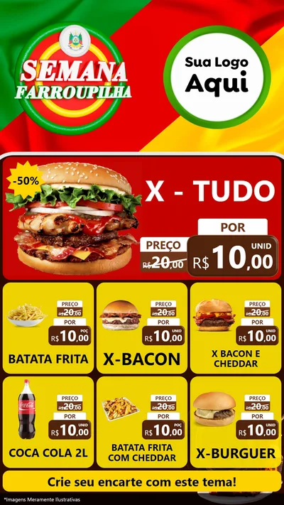 Modelo de Rede Social para Stories com o tema Semana Farroupilha para Hamburgueria
